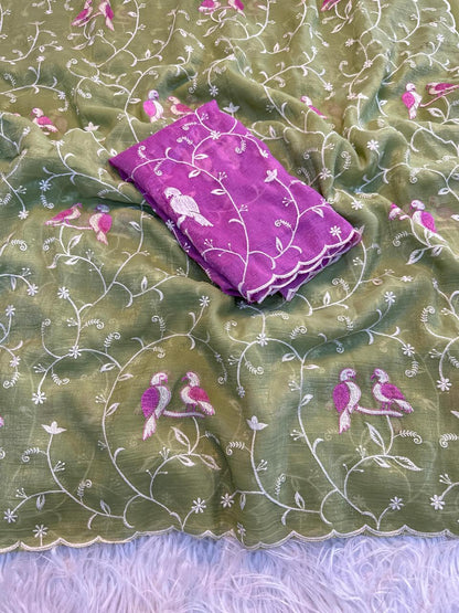 Mayuri Violet Organza Saree