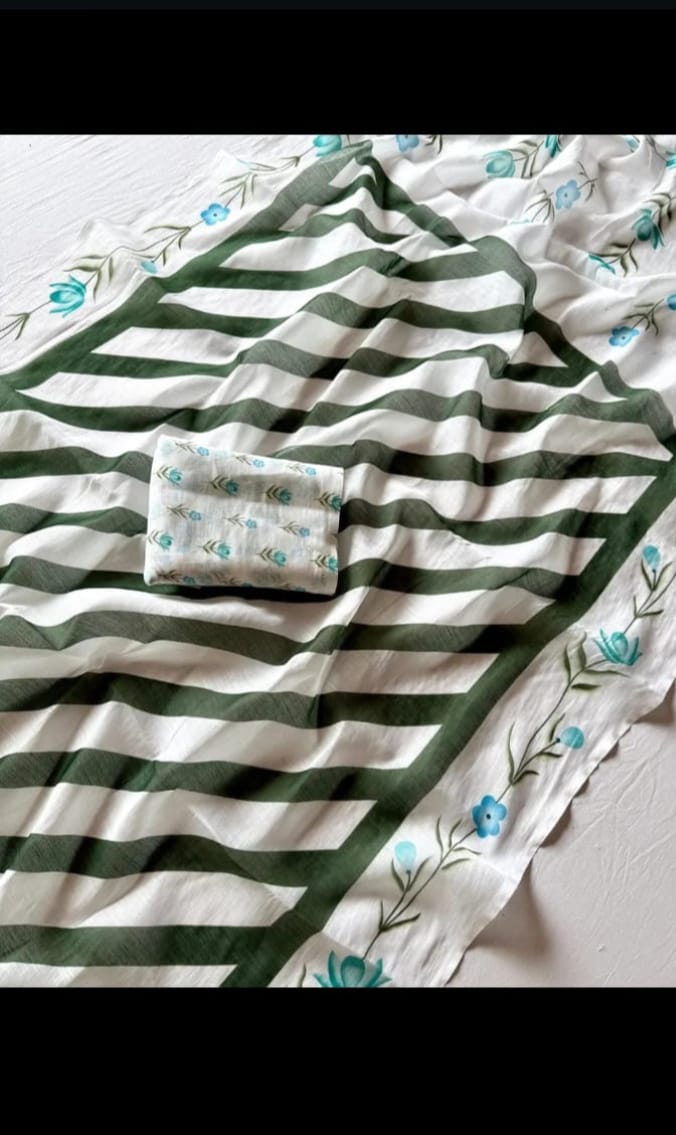 vaishnavi sadiya– Elegant Floral Stripes Saree