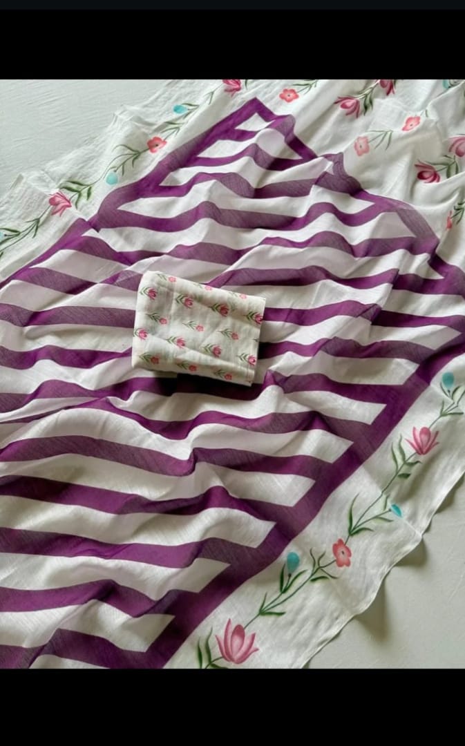 vaishnavi sadiya– Elegant Floral Stripes Saree
