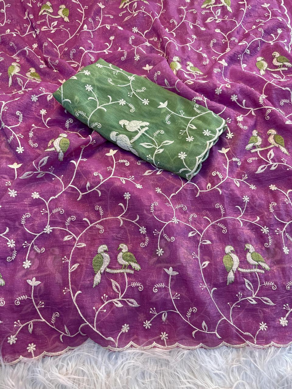 Mayuri Violet Organza Saree