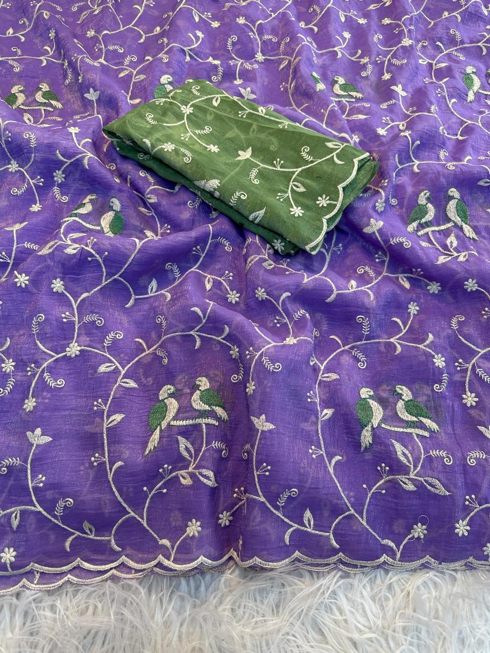 Mayuri Violet Organza Saree