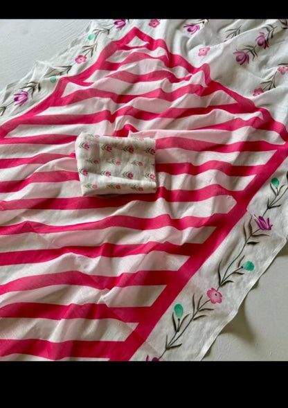 vaishnavi sadiya– Elegant Floral Stripes Saree